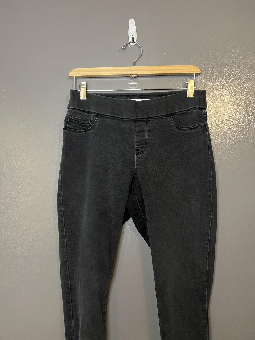 Nine West Jeans Womens 6 Black Charcoal Super Skinny Jeggings Pull On Stretch